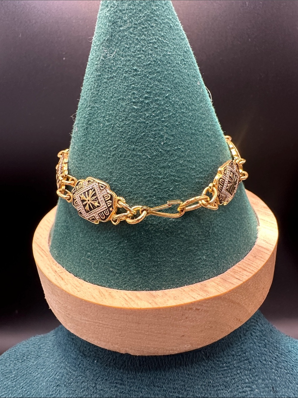 Vintage Damascene Book Link Bracelet 7” - Picture 4 of 4